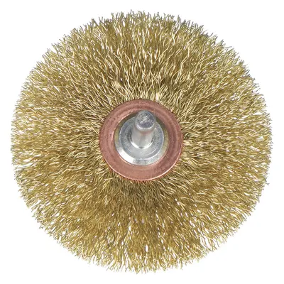 WEILER Wire Wheel Brush: Crimped Brass, 3" Dia x 1/2" Wd, 1/4" Shank - Nonsparking Light-Cleaning Brushes for Soft Materials