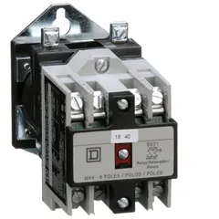 This NEMA control relay from SQUARE D features a 24V DC coil voltage and two normally open (2NO) contacts rated at 10 A. It is designed for surface mounting in industrial control panels, motor control circuits, and general-purpose switching applications such as conveyor systems and machine control.