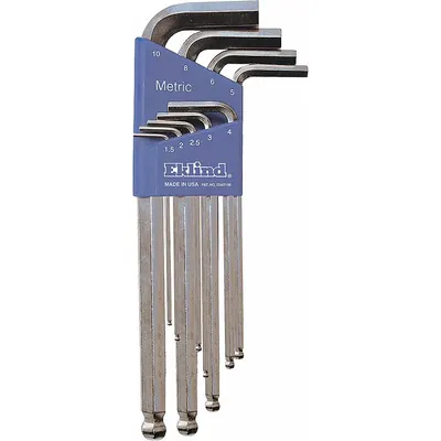 EKLIND Hex Key Set: 6 - 10 Pieces, Bright-Ball-Hex-L Long, L, Metric, Single Ball End - L-Shaped Hex Key Sets