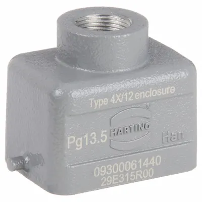 HARTING Rectangular Connector Hood: Size 6 B, Top, Single-Entry, PG13.5 Cable Entry - Hoods for Rectangular Connectors