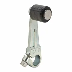 Fixed roller lever accessory for 9007C series limit switches. Features a rotary lever roller actuator with outside offset roller position. Maximum arm/operator length of 2 inches. Used to detect position of moving parts in industrial automation and material handling applications.