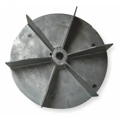 Replacement radial blade blower wheel with 12 1/2 in diameter, 7/8 in bore, and aluminum construction. Suitable for clockwise or counterclockwise rotation. Includes set screws for mounting. Used in HVAC and industrial air-moving systems such as furnaces, air handlers, and exhaust units.