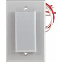Push-to-exit button with a gray finish and silver/silver-aluminum accents. Measures 4 1/2 in height, 1 1/2 in depth, and 2 7/8 in width. Used in access control systems to release door locks from inside secured areas