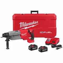 This 18V DC cordless rotary hammer features a D-handle design and SDS-Plus bit system. It delivers 0-4,650 bpm with 3.65 ft-lb of impact energy and a 1-1/4 in capacity. The kit includes two 6.0Ah batteries, a charger, and a bare tool. Suitable for drilling and chipping in concrete, masonry, and stone.