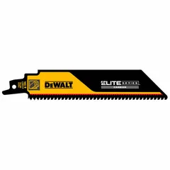Reciprocating saw blade for cutting nail-embedded wood. 6 in length, 2 in width, 0.05 in thickness, 8 teeth per inch. Rigid construction enables straight cuts in lumber containing nails. Suitable for demolition, renovation, and framing applications.