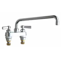 This centerset utility faucet is constructed of cast brass with a polished chrome finish. It includes mounting hardware for deck-mount installation. Designed for laundry sink applications, the low-arc spout facilitates filling buckets, hand-washing, and rinsing tasks.