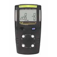 Multi-gas detector with integrated sampling pump for confined-space monitoring. Detects hydrogen sulfide (H2S), oxygen (O2), and combustible gases using infrared sensing. Powered by a lithium-ion battery, housed in a black enclosure. Suitable for industrial environments requiring portable gas detection