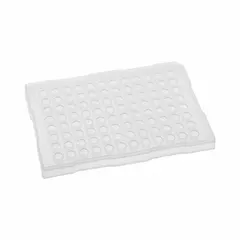 96-well PCR plate made of natural polypropylene with round wells of 0.2 mL capacity and 6.55 mm diameter. RNase/DNase free for sensitive molecular biology applications. Suitable for PCR, genotyping, and sequencing workflows.