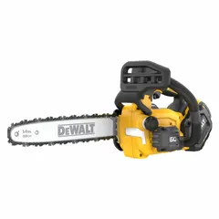 This battery-powered chainsaw features a top-handle design and a 14 in bar length, powered by a 60 V platform. It includes an auto chain oiler for continuous lubrication. Suitable for tree care, pruning, and light-to-medium cutting tasks where portability and low noise are desired.