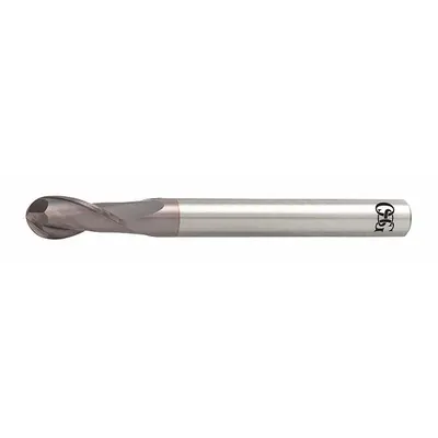 OSG Ball End Mill: Carbide, TiAlN Coated, 2 Flute, 1 mm Mill Dia, 2.5 mm LOC - Pencil-Neck Carbide Ball End Mills for Stainless Steel & Super Alloys