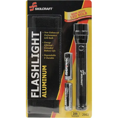 ABILITY ONE Flashlight: 110 lm, 5 hr Run Time at Max. Brightness, 1 Light Output, Black - Flashlights