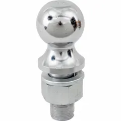 This bulk hitch ball is constructed from carbon steel with a chrome finish. It features a 2 5/16 in ball diameter and a gross vehicle weight capacity of 20,000 lb. Suitable for towing heavy trailers, boats, or equipment in applications such as agriculture, construction, and logistics.