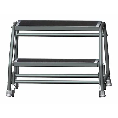 BALLYMORE Step Stool: 1.6 ft Overall Ht, 450 lb Load Cap, 2 Steps, Steel - Rolling Step Stools