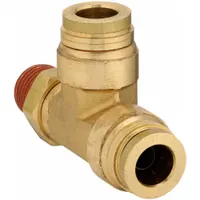 Push-Fit Tee Fitting: 3/8 in OD x 1/4 in Pipe Fitting Size, Push-to-Connect x Push-to-Connect x MNPT (MPN VS171PTC-6-4)