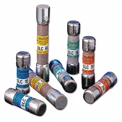 The LITTELFUSE SLC030 is a Class G, time-delay cylindrical fuse rated for 30 A at 480 V AC. It provides overcurrent protection in industrial equipment such as motor control centers, panelboards, and lighting circuits, where reliable time-delay performance is required to handle inrush currents.