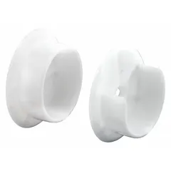 This closet rod socket is designed to support a 1 3/8 in diameter rod. Made of white plastic, it mounts to a wall or inside a closet to hold the rod securely. Suitable for use in residential or commercial closets.