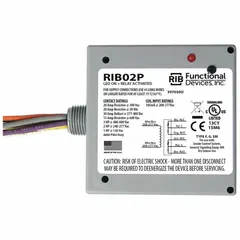 General purpose power relay with 20 A rating and DPDT contact configuration. Enclosed pre-wired design with 0.50 in NPT nipple for conduit mounting. Used for switching electrical loads in control panels and automation systems.