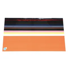 This 14-piece plastic shim stock assortment includes yellow, ungraded polyester/PVC shims, each 20 inches long and 5 inches wide. Width and length tolerances are +/-0.0625 inches, with a thickness tolerance of +/-5%. Used for precision gap filling, alignment, and spacing in industrial machinery and equipment where non-conductive, corrosion-resistant shimming is required.