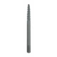 This spiral-flute screw extractor is designed for removing broken or damaged screws within a capacity range of 1/8 in to 1/4 in. The spiral-flute design provides strong grip and torque for extraction. Commonly used in automotive repair, machinery maintenance, and general industrial settings.