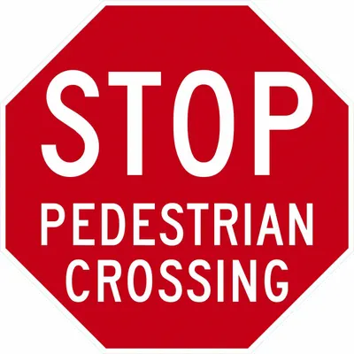 LYLE Pedestrian Crossing Sign, 24 in x 24 in, Engineer Grade, Red - Pedestrian Crossing Signs