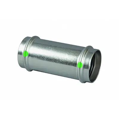 VIEGA PROPRESS Straight Coupling: 1/2 in CTS x 1/2 in CTS, Press-fit x Press-fit - Potable Water Stainless Steel Press Tube Fittings