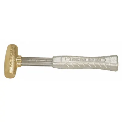 AMERICAN Brass Mallet: Aluminum Handle, Ribbed Grip, 1 1/2 lb Head Wt, 1 1/4 in Dia - Brass Mallets
