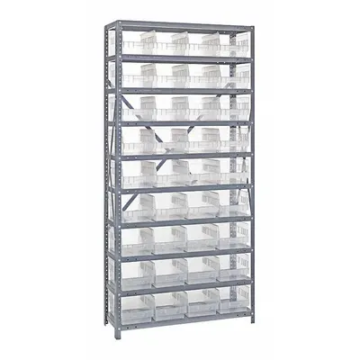 QUANTUM STORAGE SYSTEMS Pick Rack: 36 in x 18 in x 75 in, 1 Sided, 36 Bins, Open, Shelf Bin - Metal Stationary Bin Shelving with Open-Front Bins