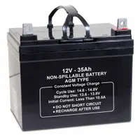 APPROVED VENDOR Sealed Lead Acid Battery: 12V DC, 35 Ah Capacity, 6.26 in Ht, 5.19 in Wd, 7.75 in Dp (MPN 47042)