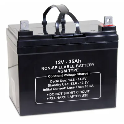 OEM APPROVED VENDOR AGM Sealed Lead Acid Battery, 12V DC, 35 Ah, L Terminal, 47042 - AGM Sealed Lead Acid Batteries