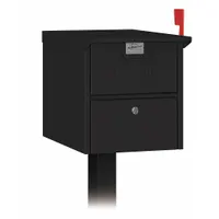 Mailbox: Not USPS Master Lock Compliant, 1 Doors, Horizontal, Pedestal Mounting, Black, Lockable (MPN 4325BLK)