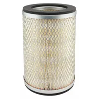 Engine air filter, round-oval type with axial seal. Overall height 9 13/16 inches. Compatible with Case IH vehicles. Used in agricultural and industrial equipment to filter intake air