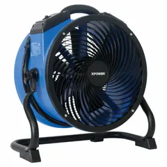 The XPOWER FC-300 is a commercial-grade circulating fan with a 14-inch polypropylene blade. It operates on 115V AC single-phase power and offers four speed settings in a non-oscillating configuration. With dimensions of 9 3/8 inches in height and 19 3/16 inches in width, it is suitable for air movement in offices, warehouses, and industrial spaces.