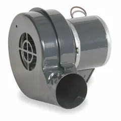OEM replacement direct-drive blower with 3-inch wheel diameter, delivering 40.5 cfm at 1/125 hp. Powered by a 115V AC, single-phase open motor with CCW rotation. Suitable for ventilation systems, small ovens, or cooling applications requiring specified airflow and rotation.