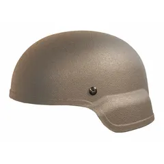 This Level IIIA ballistic helmet is constructed from Aramid and features a mid-cut design for tactical use. It provides protection against handgun rounds and fragmentation. The helmet includes a 3/4 in pad thickness for impact attenuation and is finished in tan.