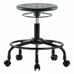 APPROVED VENDOR Polyurethane Lab Stool, 20-25 in Height, 13 in Seat, 5 Casters, IPDHSO-RT-RC-BLK