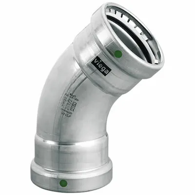 VIEGA MEGAPRESS Crimp Elbow Fitting: 4 in Pipe x 4 in Pipe Size - Potable Water Stainless Steel Press Fittings