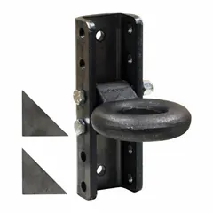 This lunette ring is forged from steel for strength in heavy-duty towing applications. It features a 6 1/4 in ring diameter and 11 5/8 in overall length. Used to connect a trailer to a tow vehicle in agricultural, construction, and industrial settings.