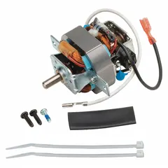 Replacement motor assembly with overall height and width of 3 inches. Intended for use in heating or air-moving equipment where a compact motor is required for maintenance or repair.