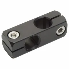 Aluminum 90 degree connector for mounting sensors and conveyor rail components at a right angle. Designed for use with a flange bolt base, it measures 58 mm length, 20 mm width, and 20 mm height. Suitable for industrial automation and material handling systems requiring a secure bracket connection without a bracket hole.