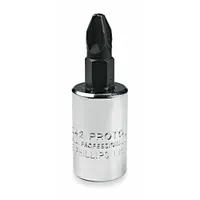 PROTO Socket Bit: 3/8 in Drive Size, Phillips Tip, #2 Tip Size, 1 31/32 in Overall Lg, Fixed Insert (MPN J5241)