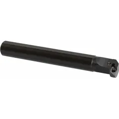 This indexable boring bar features a negative rake geometry and right-hand orientation, designed for internal turning and boring operations. It accommodates carbide inserts for precise hole diameters and surface finishes in metalworking applications.