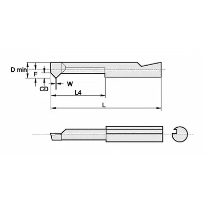 WIDIA Threading Tool: Bright (Uncoated), 0.0760 in Center to Cutting Tip, Carbide - Machining