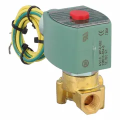 This 2-way, 2-position normally closed solenoid valve is designed for on/off control of liquids and gases. It features a brass body for high flow applications and operates on 12V DC. Typical uses include automation, irrigation, and process control systems requiring reliable shut-off.