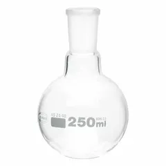 APPROVED VENDOR Boiling Flask, 250 mL, Round, Colorless, 24/40 Stopper
