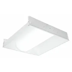 This 2 ft. x 2 ft. LED center-basket troffer delivers 3000 lumens of 4000K neutral white light at 30 watts. It operates on 120 to 277V AC and features a U-Bend T8 lamp configuration for recessed installation in suspended grid ceilings. Suitable for general ambient lighting in commercial spaces.
