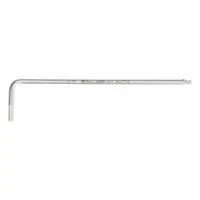 This stainless steel hex key features a 3/32 in tip size with SAE sizing and a short length. The satin finish provides corrosion resistance. It is used for tightening or loosening hex socket screws in assembly, maintenance, and repair tasks