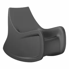 Freestanding rocking chair with black polyethylene seat and included arms. Meets UL 94 HB flammability and ISO 22196 antimicrobial standards. Suitable for commercial or industrial seating requiring hygiene and durability.