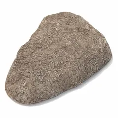 This plastic key hider is molded to resemble a natural rock, allowing discreet outdoor storage of spare keys. Its brown color and textured surface blend with landscaping, gravel, or garden beds. Suitable for residential or commercial properties where a hidden spare key is needed.