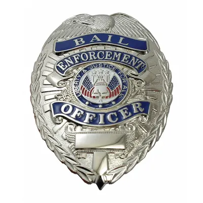HEROS PRIDE Oval Metal Badge, 2 1/4 in x 3 1/8 in, Silver - Metallic Badges