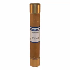 Class H fast-acting cylindrical fuse rated 25 A and 600 V AC. Non-indicating design from the RFS Series. Provides overcurrent protection in industrial electrical circuits such as motor control centers, panelboards, and branch circuits where rapid response to short circuits is required.